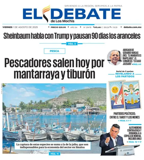 Portada de El Debate de los Mochis del 2025-08-01