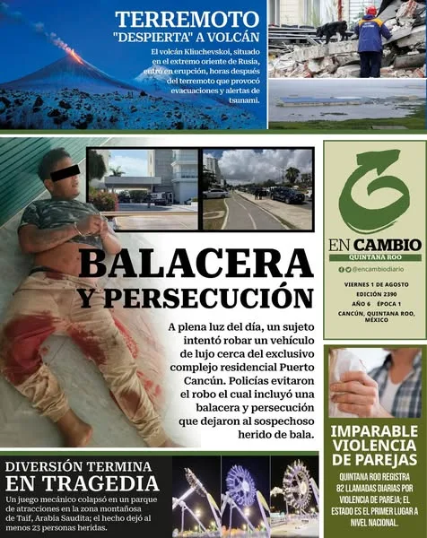 Portada de En Cambio - Quintana Roo (contraportada) del viernes, 1 de agosto de 2025
