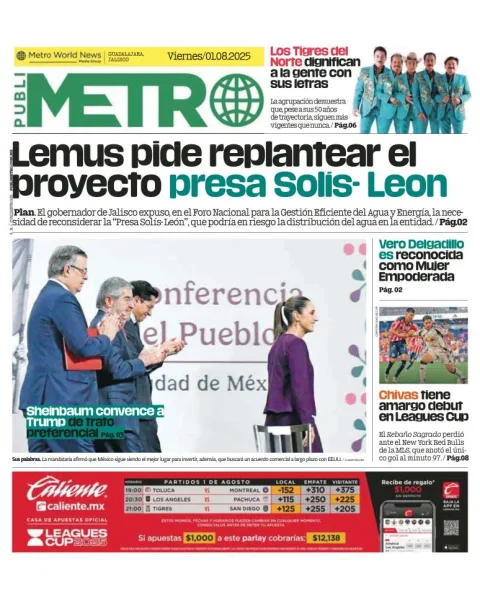Portada de Publimetro Guadalajara del 2025-08-01