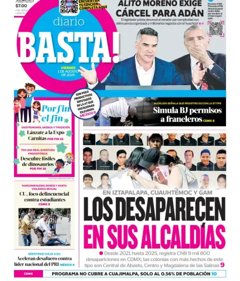 Portada de Basta del viernes, 1 de agosto de 2025