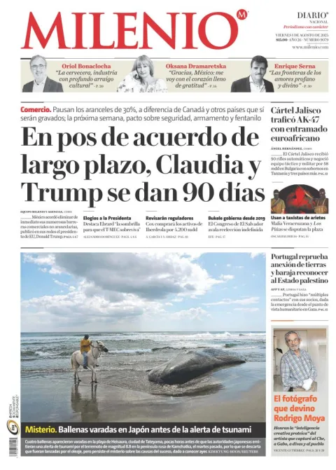 Portada de Milenio del viernes, 1 de agosto de 2025