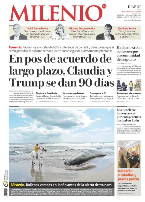 Portada de Milenio Leon del viernes, 1 de agosto de 2025