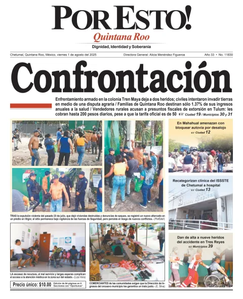 Portada de Por Esto (quintana Roo Chetumal) del viernes, 1 de agosto de 2025