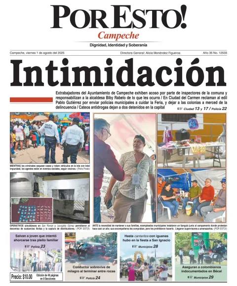 Portada de Por Esto (campeche) del viernes, 1 de agosto de 2025