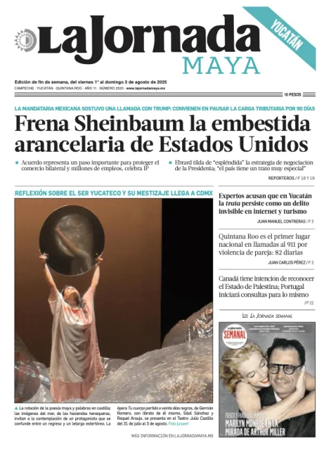 Portada de La Jornada Maya Yucatán del viernes, 1 de agosto de 2025