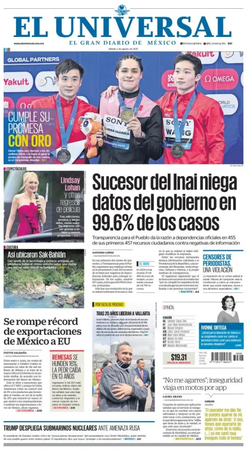 Portada de El Universal