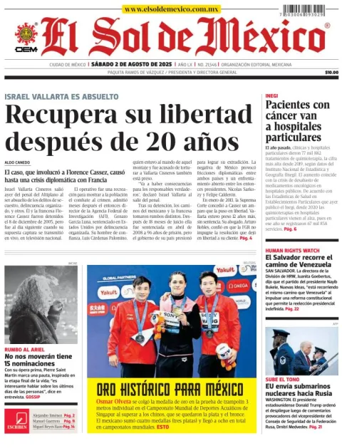 Portada de El Sol de Mexico