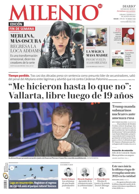 Portada de Milenio Edo de Mexico del sábado, 2 de agosto de 2025