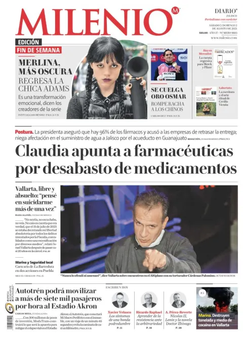 Portada de Milenio Jalisco del sábado, 2 de agosto de 2025