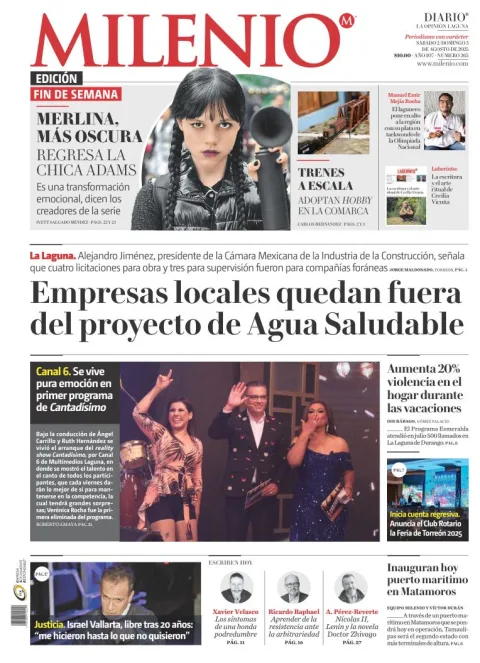 Portada de Milenio Laguna del sábado, 2 de agosto de 2025
