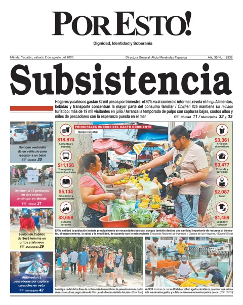 Portada de Por Esto (merida, Yucatan) del sábado, 2 de agosto de 2025
