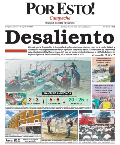 Portada de Por Esto (campeche) del sábado, 2 de agosto de 2025