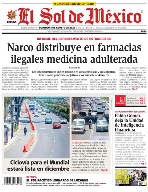 Portada de El Sol de Mexico
