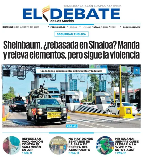 Portada de El Debate de los Mochis del 2025-08-03
