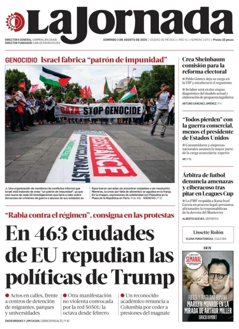 Portada de La Jornada