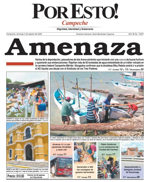 Portada de Por Esto (campeche) del domingo, 3 de agosto de 2025