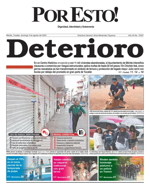 Portada de Por Esto (merida, Yucatan) del domingo, 3 de agosto de 2025