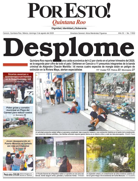 Portada de Por Esto (quintana Roo Cancun) del domingo, 3 de agosto de 2025