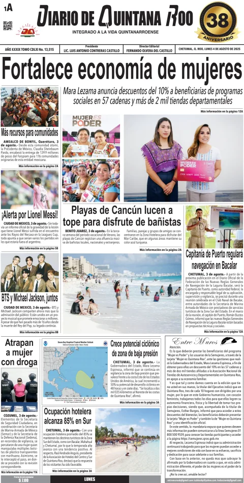 Portada de Diario de Quintana Roo (portada)