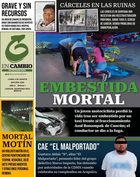 Portada de En Cambio - Quintana Roo (contraportada) del lunes, 4 de agosto de 2025