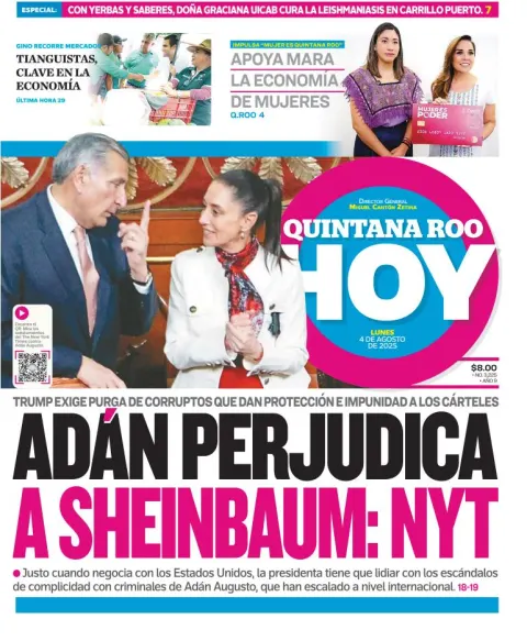 Portada de Quintana Roo Hoy del 2025-08-04