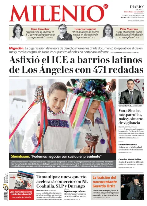 Portada de Milenio del lunes, 4 de agosto de 2025