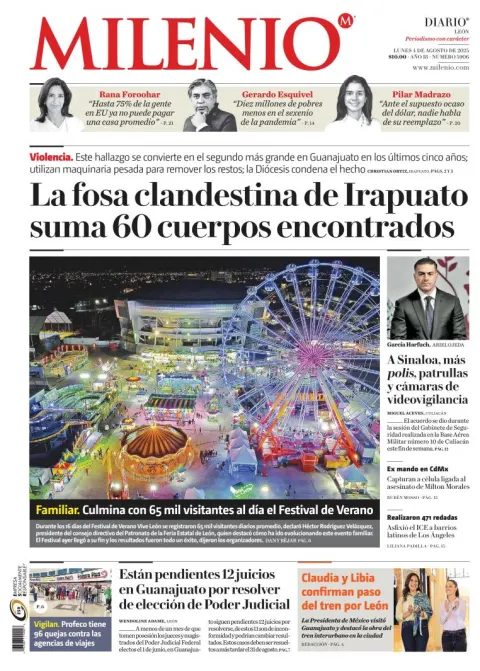 Portada de Milenio Leon del lunes, 4 de agosto de 2025