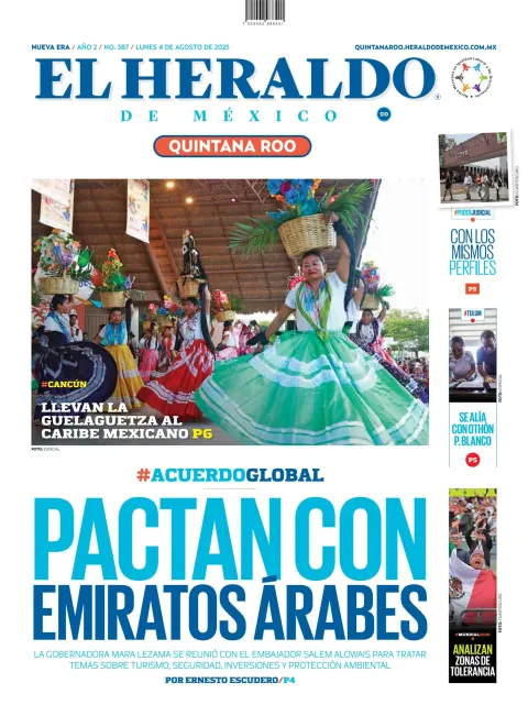 Portada de El Heraldo de Mexico - Quintana Roo del lunes, 4 de agosto de 2025