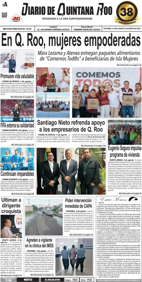 Portada de Diario de Quintana Roo (portada)