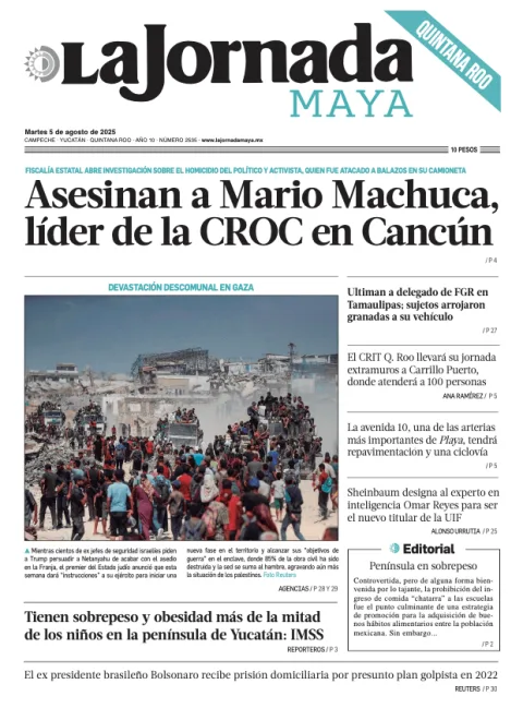 Portada de La Jornada Maya Quintana Roo del martes, 5 de agosto de 2025