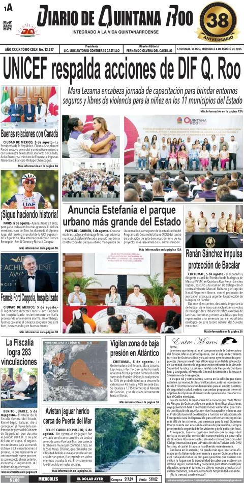 Portada de Diario de Quintana Roo (portada)
