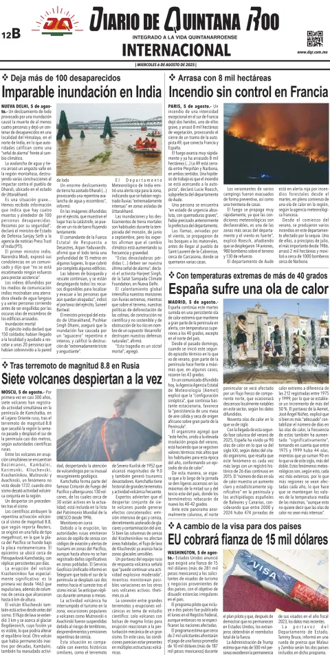 Portada de Diario de Quintana Roo (contra Portada)