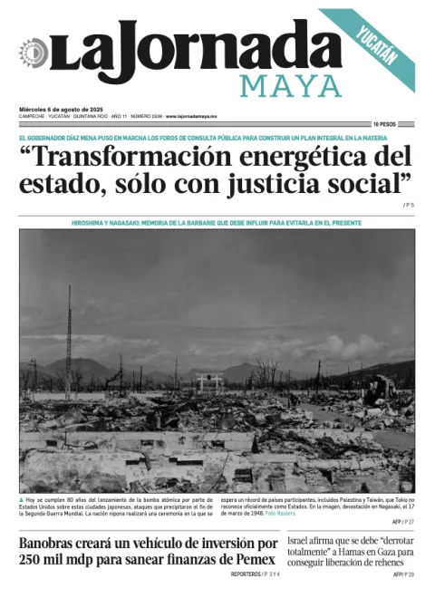 Portada de La Jornada Maya Yucatán del miércoles, 6 de agosto de 2025