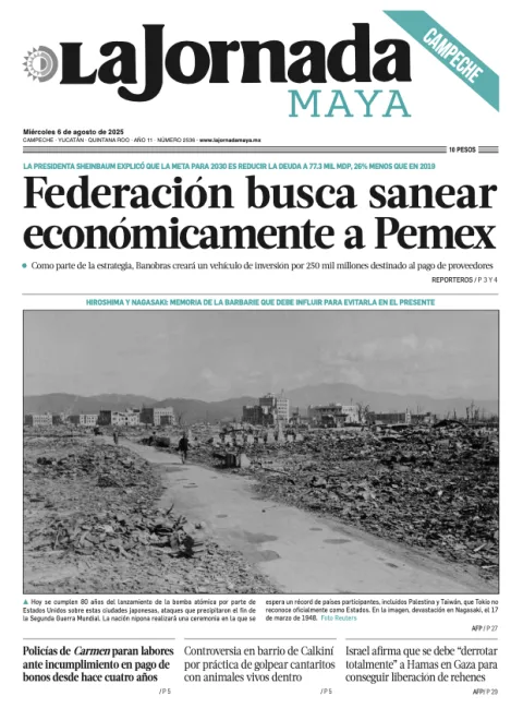 Portada de La Jornada Maya Campeche del miércoles, 6 de agosto de 2025