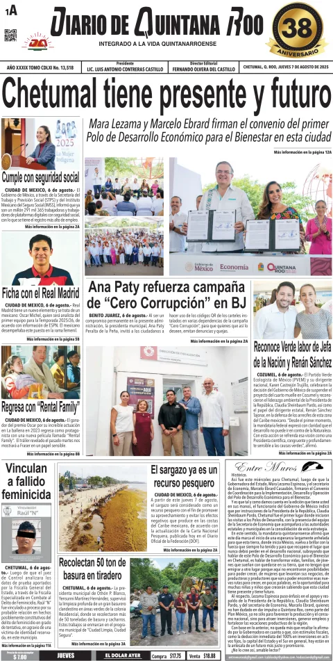 Portada de Diario de Quintana Roo (portada)