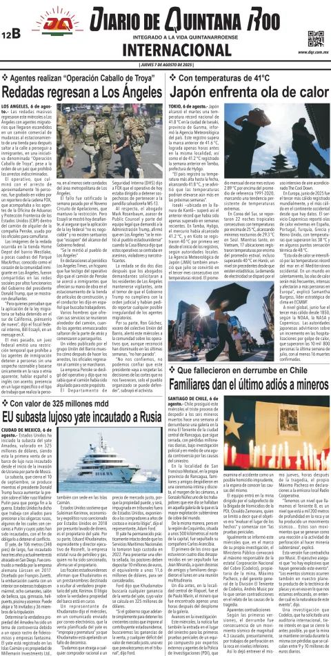 Portada de Diario de Quintana Roo (contra Portada)