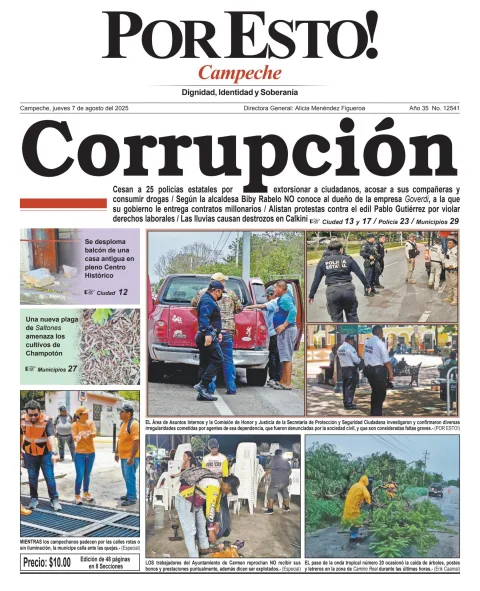 Portada de Por Esto (campeche) del jueves, 7 de agosto de 2025