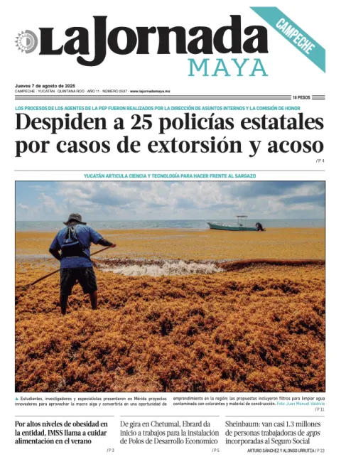 Portada de La Jornada Maya Campeche del jueves, 7 de agosto de 2025