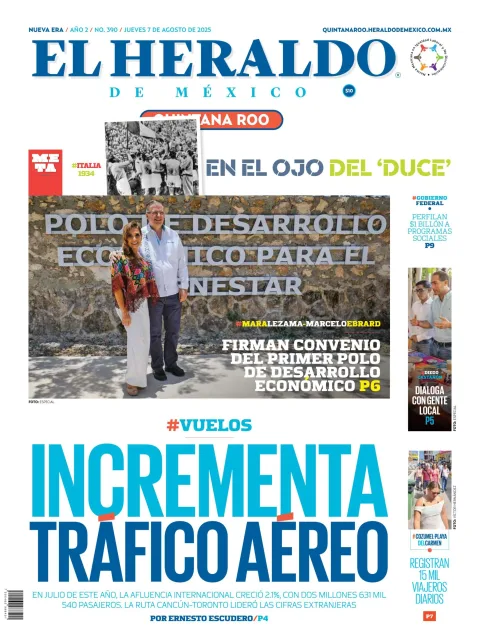 Portada de El Heraldo de Mexico - Quintana Roo del jueves, 7 de agosto de 2025