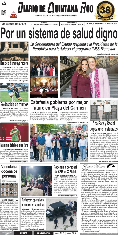 Portada de Diario de Quintana Roo (portada)