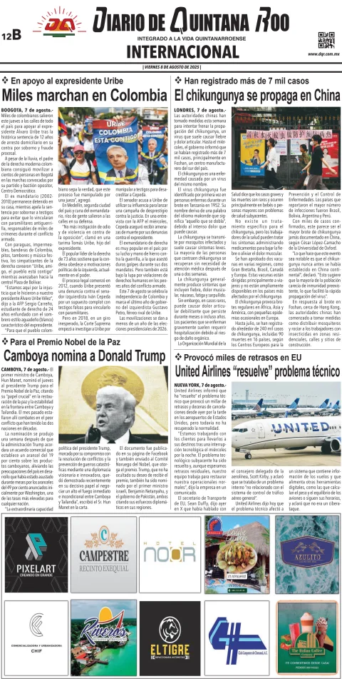 Portada de Diario de Quintana Roo (contra Portada)