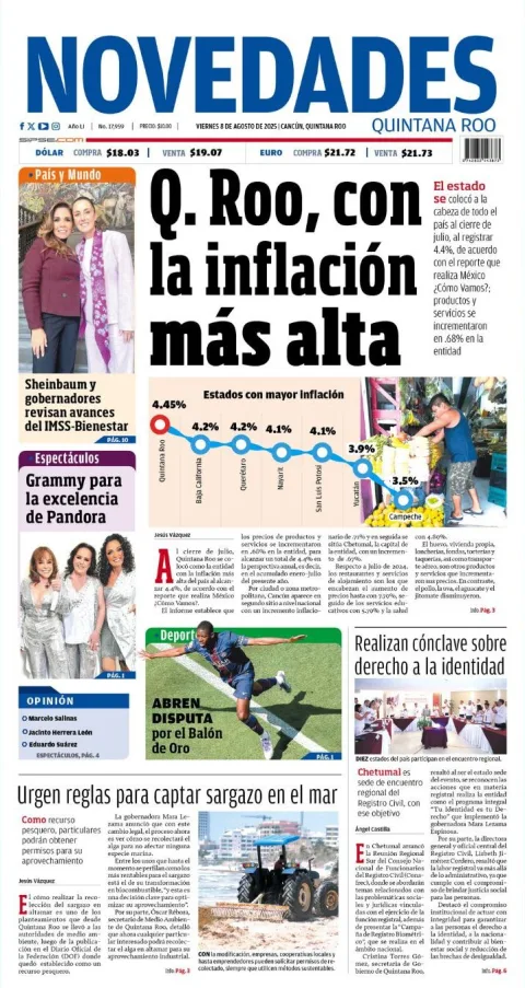Portada de Novedades Quintana Roo