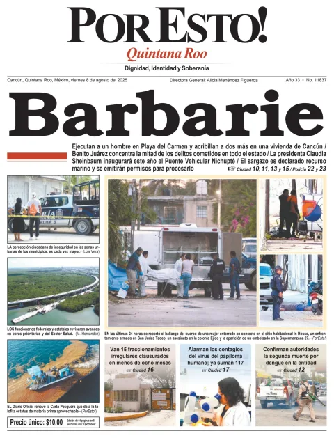 Portada de Por Esto (quintana Roo Cancun) del viernes, 8 de agosto de 2025