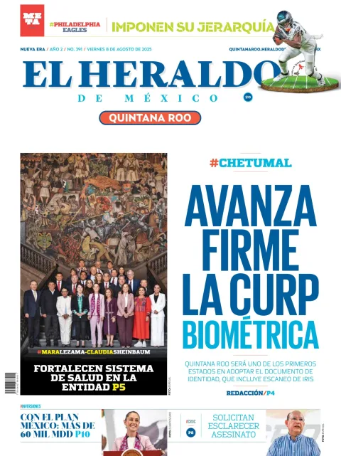 Portada de El Heraldo de Mexico - Quintana Roo del viernes, 8 de agosto de 2025