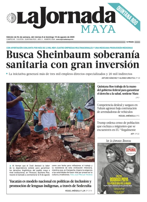 Portada de La Jornada Maya Quintana Roo del viernes, 8 de agosto de 2025
