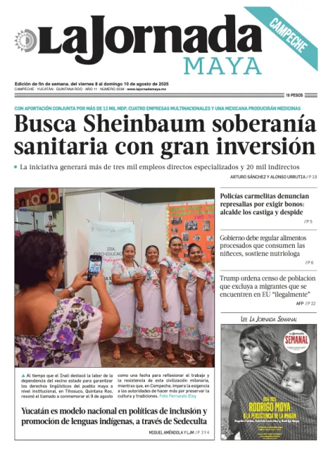 Portada de La Jornada Maya Campeche del viernes, 8 de agosto de 2025