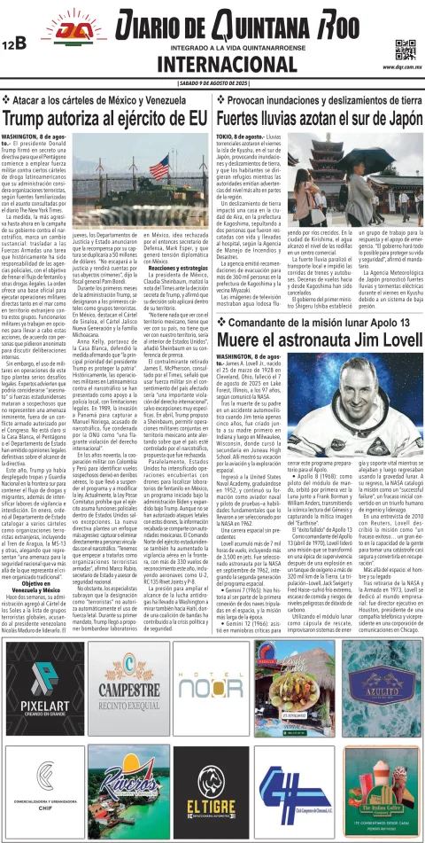 Portada de Diario de Quintana Roo (contra Portada)