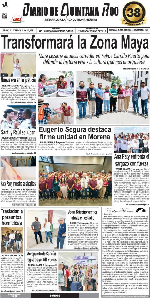 Portada de Diario de Quintana Roo (portada)