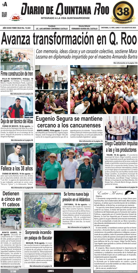 Portada de Diario de Quintana Roo (portada)
