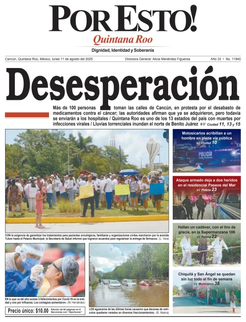 Portada de Por Esto (quintana Roo Cancun) del lunes, 11 de agosto de 2025